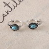 Bohemian Style Alloy Turquoise Oval Hoop Earrings FS-WG66729-01-3