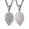 Vintage 304 Stainless Steel Embossed Leaf Pendant Necklaces for Men WGF3091-01-6