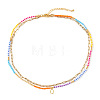 Colorful Glass Seed Beaded Initial Pendant Double Layer Necklaces QS3881-17-1