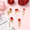5Pcs 5 Styles Rose Flower Alloy Resin Lapel Pin Brooches for Backpack Clothes JEWB-CJ0003-53-6
