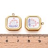 Printed Style 304 Stainless Steel Square with Flower Pendants STAS-T071-24D-G-3