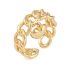 Brass Heart Charm Open Cuff Ring KK-D080-09G-3