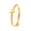 Clear Cubic Zirconia Initial Letter Adjustable Ring RJEW-C052-01G-V-1