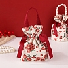 Cloth Flower Print Drawstring Pouches PW-WG35033-02-1