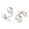 Rack Plating Brass Round Ball Front Back Stud Earrings EJEW-Q766-01P-2