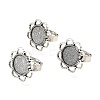 Vintage Adjustable Iron Finger Ring Components Alloy Flower Cabochon Bezel Settings X-PALLOY-O039-25AS-5