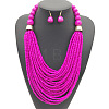 Bohemian Alloy & Resin & Glass Seed Beaded Multilayer Necklaces & Dangle Earrings FS-WG32A45-06-1
