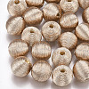 Wood Beads Covered with Polyester Cord Wire WOVE-S117-14mm-05-2