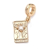 Brass Pave Clear Cubic Zirconia Tarot European Dangle Charms KK-C168-10G-1