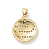 Flat Round Brass Micro Pave Clear Cubic Zirconia Pendants KK-G406-23G-2