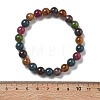 Natural Dyed & Heated Chalcedony Imitation Tourmaline Beaded Stretch Bracelets for Women Men BJEW-F483-03-1-5