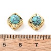 Brass Pave Synthetic Turquoise Rhombus Multi-Strand Links KK-B129-26B-01G-3