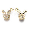 Brass Micro Cubic Zirconia Bunny Charms X-KK-N231-124-NF-2