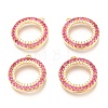 Brass Micro Pave Deep Pink & Clear Cubic Zirconia Pendants ZIRC-J039-01G-1