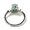 Oval Natural Gemstone Adjustable Rings RJEW-Q818-01P-5