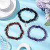 3Pcs 3 Styles Natural Amethyst & Garnet & Obsidian Chips Stretch Bracelets Sets BJEW-JB11076-10-2