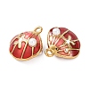 304 Stainless Steel Enamel with ABS Iimitation Pearl Pendants STAS-Z193-07G-02-2