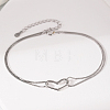 Anti-Tarnish S925 Sterling Silver Double Layer Heart Shape Link Bracelet UD1653-2-1