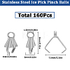 160Pcs Stainless Steel Ice Pick Pinch Bails STAS-SC0005-71-2