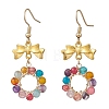 3 Pairs Bowknot with Ring Dyed & Heated Natural Agate Dangle Earrings EJEW-JE06839-3