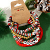 6Pcs Christmas Polymer Clay Heishi Beads Stretch Bracelets for Women AZ3870-3