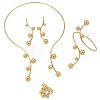 Iron Round Beaded Collar & Stud Earrings & Cuff Bangles & Rings Sets FS-WG833C7-01-5