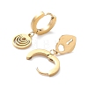 3 Pair 3 Style Clover & Lock & Key & Triangle & Flat Round Asymmetrical Earrings EJEW-B020-01G-3