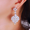 Leaf Brass Micro Pave Cubic Zirconia Dangle Stud Earrings FS-WGB1348-01-2