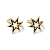 Rack Plating Brass Enamel Star Cuff Earrings for Women EJEW-C097-17G-2