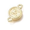Brass Disc with Initial Links Connector Charms KK-E802-36G-M-2