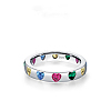 925 Sterling Silver Micro Pave Colorful Cubic Zirconia Finger Rings FS-WGC9F63-15-1