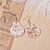 Copper Wire Wrapped Natural Scallop Shell Dangle Earring for Women EJEW-JE04721-5