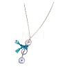 Alloy with Glass Christmas Snowman with Cord Scarf Pendant Necklaces FS-WGC7B44-01-3