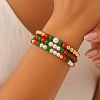 3Pcs Saint Patrick's Day Brass & Resin & Imitation Pearl Round Beads Stretch Bracelets for Women Men DU8017-1