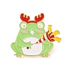 Christmas Frog with Deer Antle Alloy Enamel Pins for Backpack Clothes JEWB-A024-01E-1