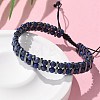 Natural Lapis Lazuli and Synthetic Hematite Adjustable Braided Bead Bracelets BJEW-H626-01-07-3