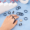 15Pcs 15 Styles Synthetic Hematite Plain Band Finger Rings RJEW-BY0001-01-5