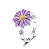 Daisy Enamel Rotatable Cuff Rings for Women RJEW-M016-05P-1