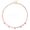 Adjustable 4MM Round and Teeardrop Cherry Quartz Glass Beaded Necklace for Women Elegant Casual Jewelry Gift YO7964-7-1