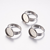 Adjustable 304 Stainless Steel Finger Rings Components STAS-F149-18P-B-1