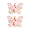 Breast Cancer Awareness Ribbon Zinc Alloy Enamel Pendants ENAM-I079-02G-02-1