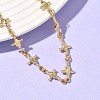 Clear Cubic Zirconia Cross with Virgin Link Chains Bracelet BJEW-G773-05G-3