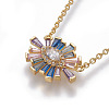 Brass Cubic Zirconia Pendant Necklaces NJEW-O117-02G-2