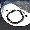 Natural Tiger Eye & Glass Braided Bead Bracelets BJEW-JB09730-02-2