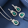 Teardrop Alloy Rhinestone Earring & Pendant Necklaces & Finger Rings Sets FS-WG77DAC-03-2