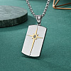 Duo Tone 304 Stainless Steel Pave Clear Cubic Zirconia Dog Tag Star Pendant Necklaces for Men WG48371-01-1