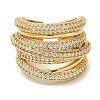 Rack Plating Brass Criss Cross Open Cuff Rings with Cubic Zirconia RJEW-D008-01G-2
