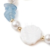 Natural Aquamarine Chips & Shell Pearl Beaded Bracelet BJEW-TA00461-3