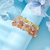 3Pcs Natural Red Aventurine & Natural Sunstone & Natural Topaz Jade Chip Beaded Stretch Bracelet Sets BJEW-JB10867-2
