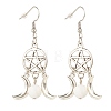 Woven Net with Natural Howlite Dangle Earrings EJEW-JE04945-03-1